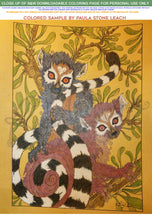 Load image into Gallery viewer, Lemurs: downloadable printable 2-page PDF for coloring

