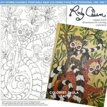 Load image into Gallery viewer, Lemurs: downloadable printable 2-page PDF for coloring

