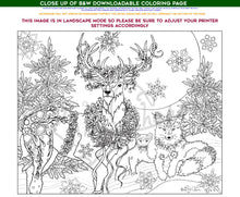 Load image into Gallery viewer, Holiday Deer Mink and Fox: downloadable printable 2-page PDF for coloring
