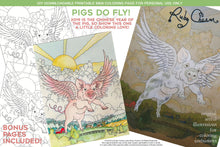 Load image into Gallery viewer, Flying Pig: downloadable printable 4-page PDF for coloring
