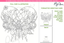 Load image into Gallery viewer, Valentine Cicada Heart: downloadable printable 2-page PDF for coloring
