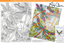 Load image into Gallery viewer, Insectimaginary Streamer Dragonflies: downloadable printable 2-page PDF for coloring
