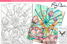 Load image into Gallery viewer, Insectimaginary Lotus Streamer Dragonfly: downloadable printable 2-page PDF for coloring

