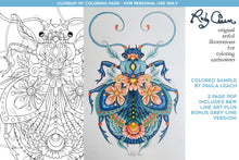 Load image into Gallery viewer, Insectimaginary Behati Beetle: downloadable printable 2-page PDF for coloring
