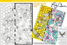 Load image into Gallery viewer, Insectimaginary Honeycomb Honeybees: downloadable printable 2-page PDF for coloring
