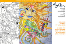 Load image into Gallery viewer, Insectimaginary Cosmic Ziggy Mantis: downloadable printable 2-page PDF for coloring
