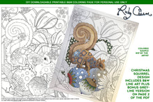 Load image into Gallery viewer, Holiday Squirrel: downloadable printable 2-page PDF for coloring
